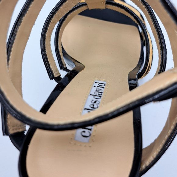 CHARLES DAVID Ina Slingback HEELS Size 7.5 LEATHER leopard pattern LOGO STUNNING - Picture 9 of 14